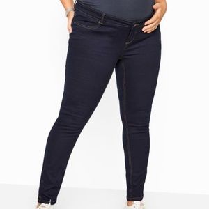 Maternity Indigo Blue Skinny Jeans Dark Wash with tummy control